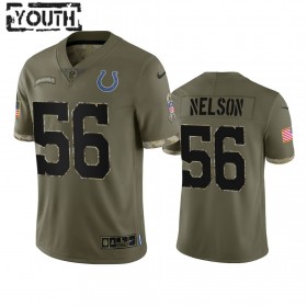 Tröjor Indianapolis Colts Quenton Nelson 56 Olive 2022 Salute To Service Limited - Barn